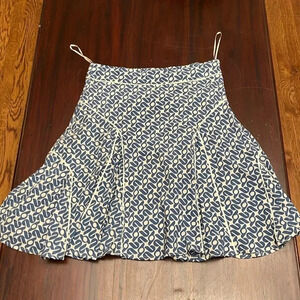 Fossil blue and white flare silk/cotton skirt Size 8